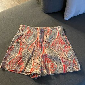 Zara Paisley High Waisted Shorts XS